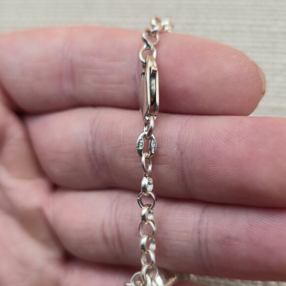 7 Inch Sterling Silver Normal And Textured Orb Charms Bracelet A5012 - Picture 3 of 6